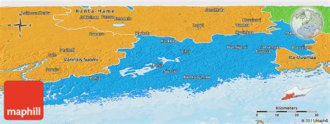 Political Panoramic Map of Uusimaa