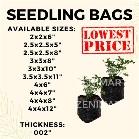 Seedling Bag 100pcs Many Sizes Black Plastic Bag for Plants | Lazada PH