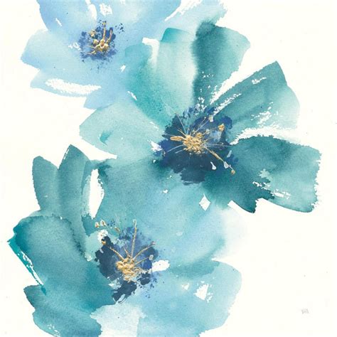 Teal Cosmos IV Blue Flower Abstract Floral Art Print Wall Art By Chris ...