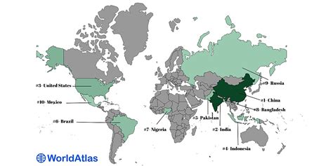 Top 16 most populated country in the world 2022