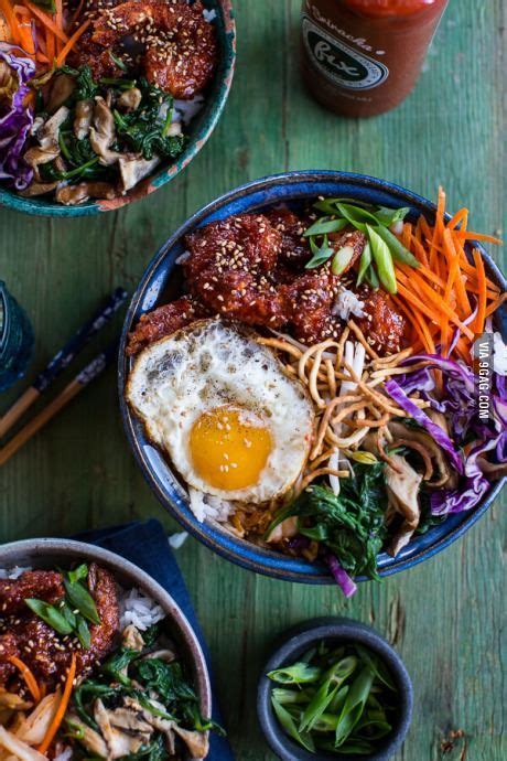 Korean Style Fried Shrimp Rice Bowls with Kimchi + Crunchy Noodles ...