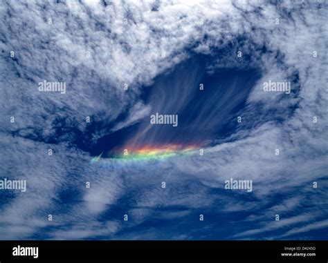 Circumhorizontal Arc (Fire Rainbow) Optical Phenomenon In The Clouds ...