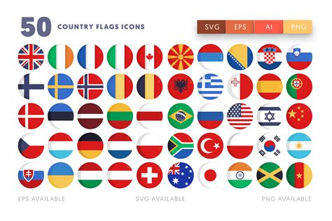 50 Country Flags Icons Gráfico por Dighital Design · Creative Fabrica