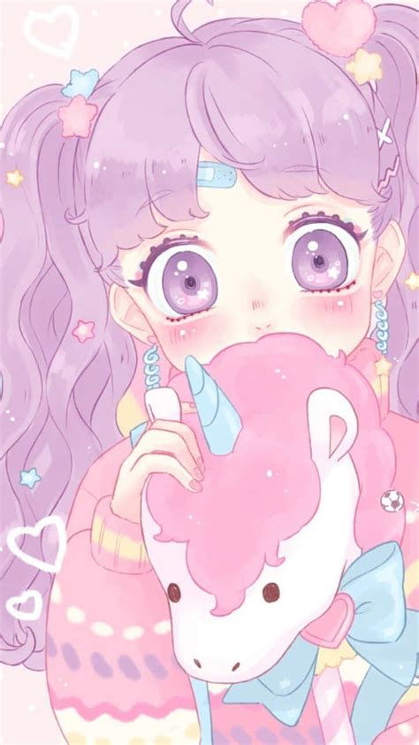 Download Pastel Pink Aesthetic Anime Holding Unicorn Wallpaper ...