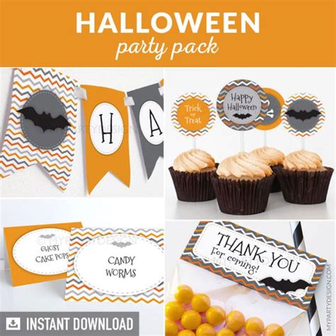 Halloween Party Printables, Chevron - My Party Design