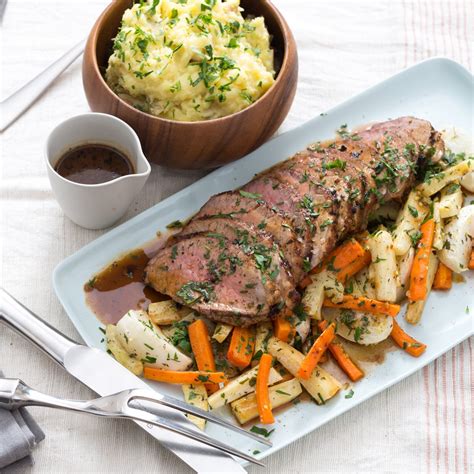 Recipe: Roast Beef with Smashed Potatoes, Roasted Root Vegetables ...