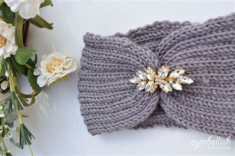 Winter Hat Knit Winter Headband with Bling Embellished knit | Etsy