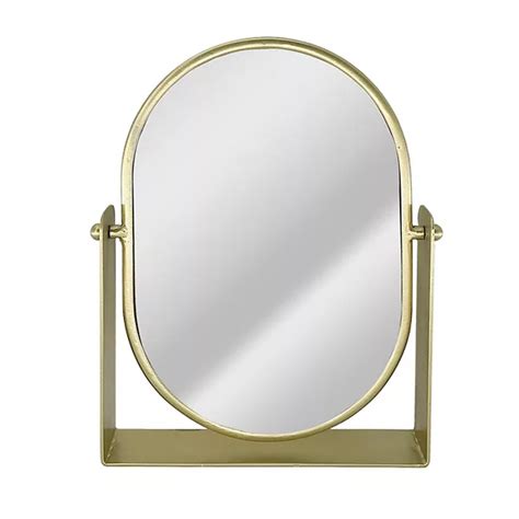 Gold Tone Swivel Frame Mirror Table Decor