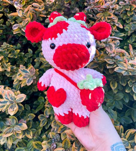 Crochet Cow, Strawberry Cow Plushie, Cow Plushie, Crochet Cow Plush ...