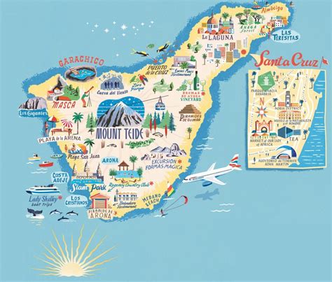 Tenerife mapa con los mejores lugares del sur y norte de la isla – Artofit