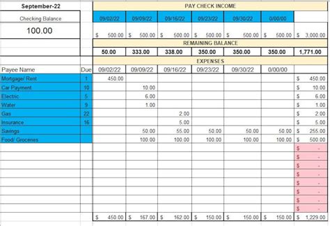 Budget Sheet Check Register Download for Excel - Etsy