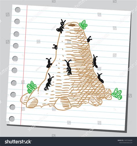 Sketch Style Cartoon Ant Hill Stock Vector (Royalty Free) 1425764099