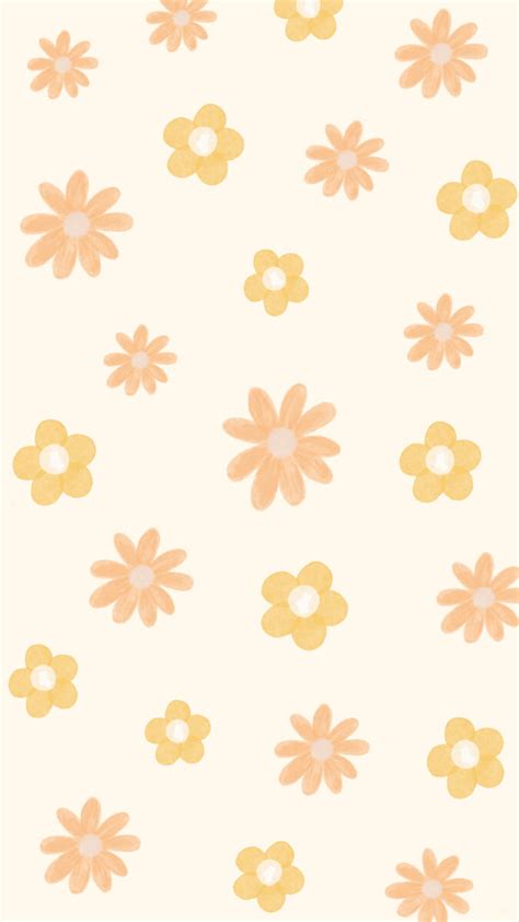 Cream Simple Minimal Cute Blossom Pattern Phone Wallpaper