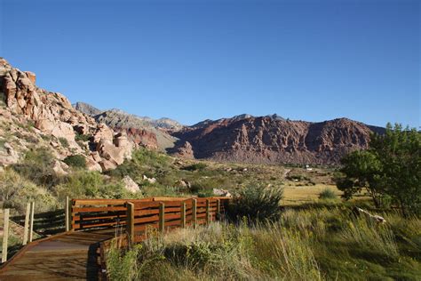 A boardwalk serves as your trail at the Calico Basin-Red Spring ...