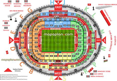 London Arsenal Emirates Stadium seating plan - Arsenal London ...