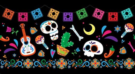 Premium Vector | Dia de los muertos day of the dead seamless border pattern