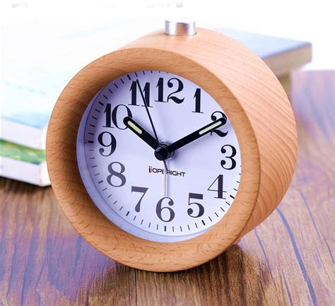 Crazydream Small Bedroom Silent Alarm Clock,Creative Beech Wood Clock ...