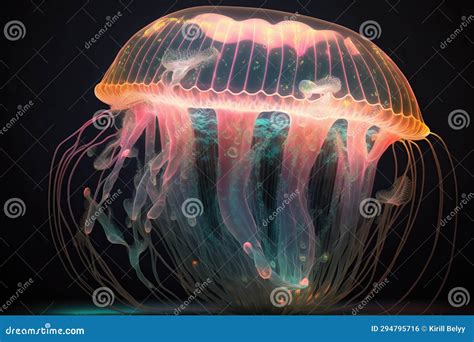 PInk Neon Jellyfish Underwater Stock Illustration - Illustration of ...