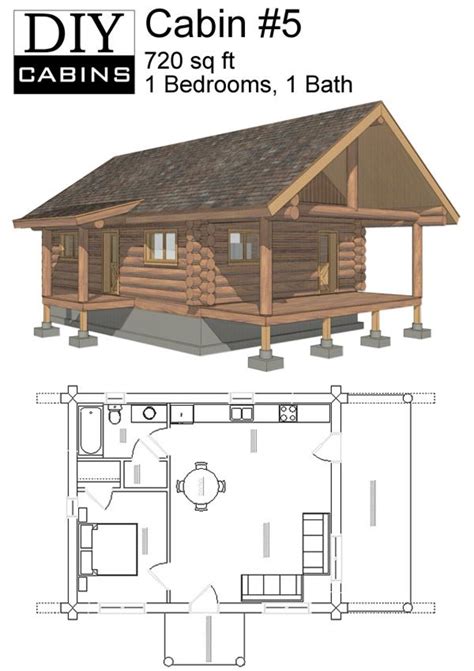 Log Cabin #5. Plans cost $495. | Small log cabin plans, Tiny house ...