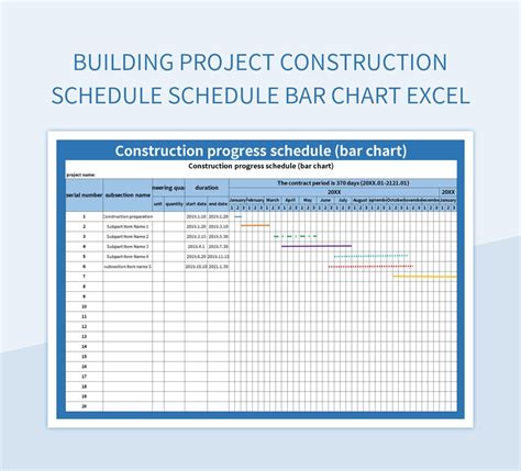 Building Project Construction Schedule Schedule Bar Chart Excel Excel ...