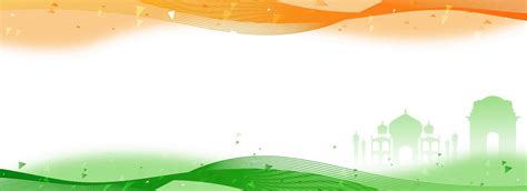 Indian Tricolor Abstract Waves Background With Silhouette Famous ...