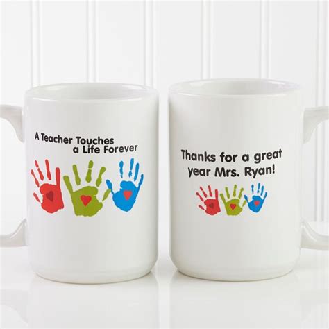 Personalized Teacher Coffee Mug - Kids Handprints - Large ...