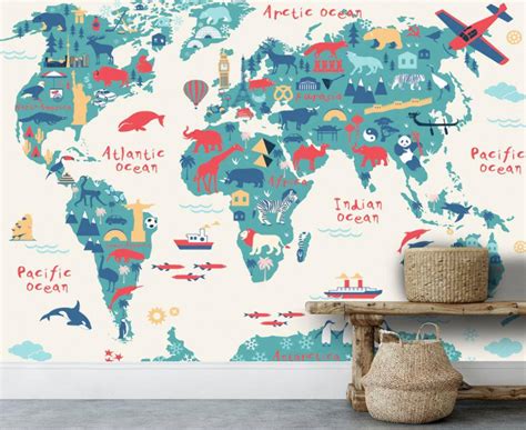 Light Background Cute Animals Wallpaper Popular Details Map Wall Poster