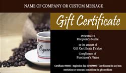 Coffee Shop and Cafe Gift Certificate Templates | Easy to Use Gift ...