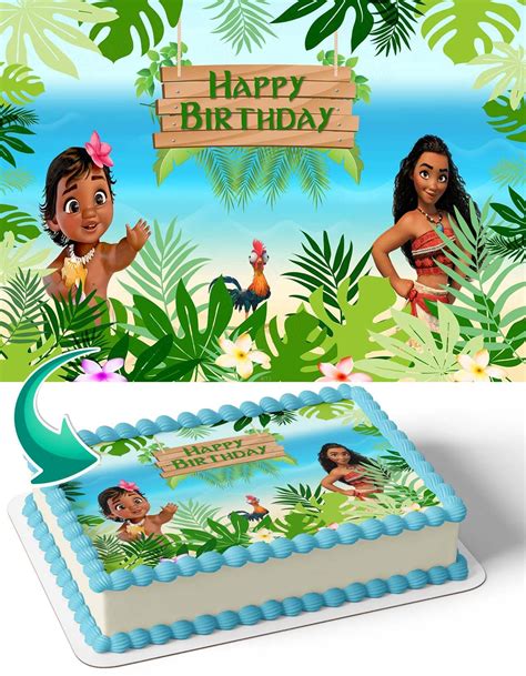 Buy Cakecery Moana Baby Moana Princess Edible Cake Image Topper ...