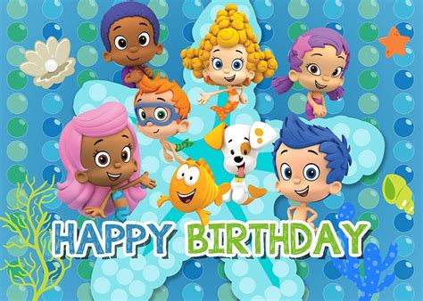 5x3ft Cartoon Bubble Guppies Theme Photography Backdrop Ocean Bubble ...