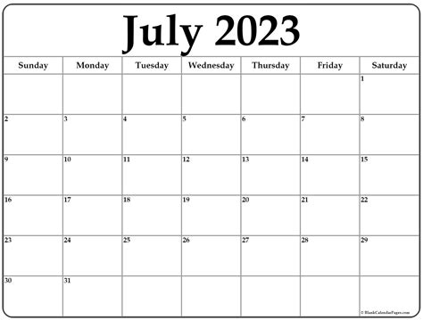 Free Printable Calendar July 2023 July | Free Letter Templates