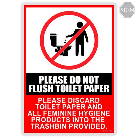 Do Not Flush Toilet Paper Use Trashbin Sign - Laminated Signage Label ...