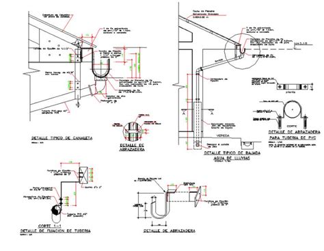 Rain gutter and drain rural peru plan and section autocad file | Rain ...