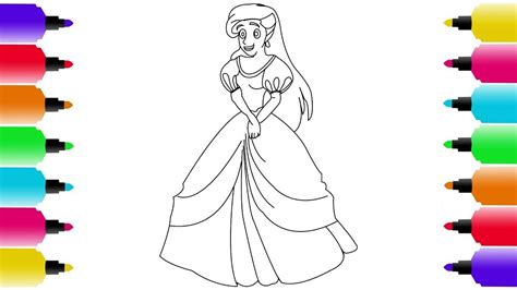 How to draw Disney Princess || To Draw Barbie Princess with Dress ...