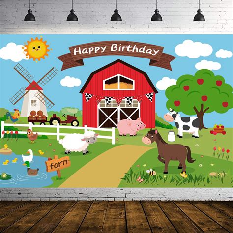 Buy 7x5ft Farm Animal Birthday Backdrop Farm Birthday Party Decorations ...