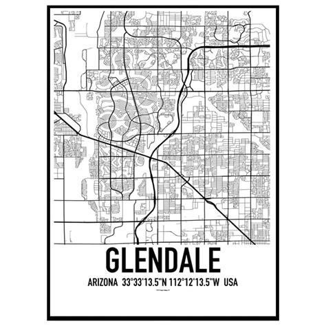 Glendale Map Poster. Find your posters at Wallstars Online. Shop today!