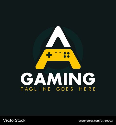 Gaming logo with letter a and gamepad Royalty Free Vector