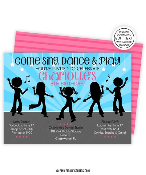 Dance Invitation Dance Party Dance Birthday Dance | Etsy | Dance party ...