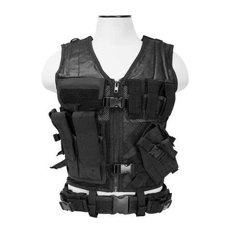 Adjustable Tactical Vest (High Quality) w/Pistol Holster-Pouches-Zip ...