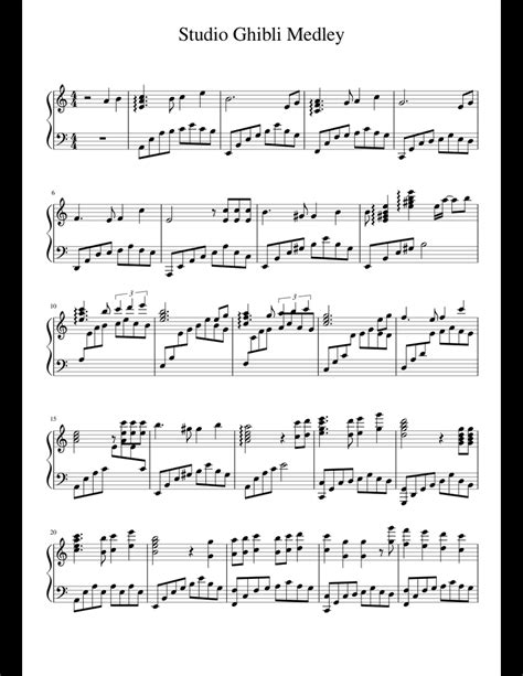 Studio Ghibli Medley sheet music for Piano download free in PDF or MIDI