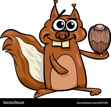 Squirrel with nut cartoon Royalty Free Vector Image