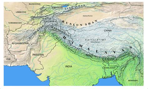 Map Of Mountain Ranges In Asia