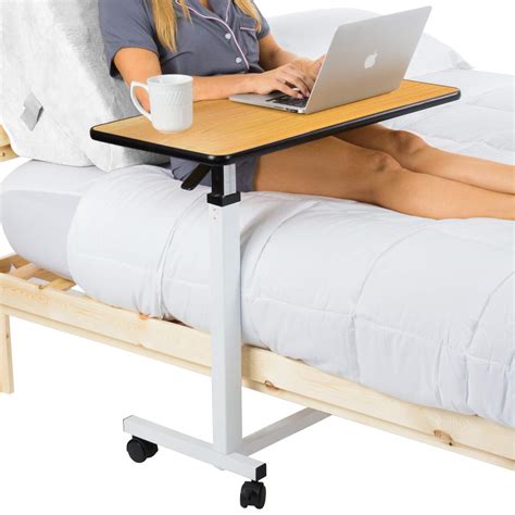 Buy Vive Overbed Table Hospital Bed Table Swivel Wheel Rolling Tray ...