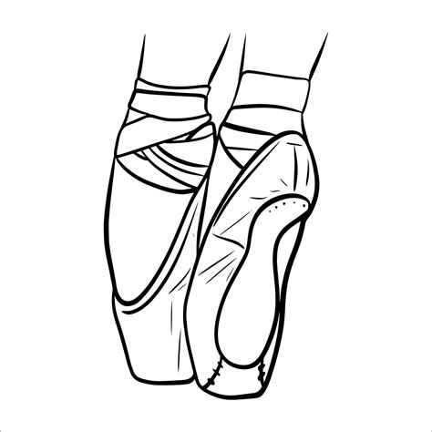 ballet pointe shoes. black and white outline. vector. 11203310 Vector ...