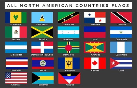 Premium Vector | Set of flags of north american countries vector image