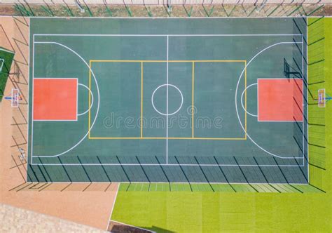 Green Basketball Court, Aerial View Stock Image - Image of aerial ...