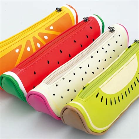 Fruit style cute school pencil case for girls Novelty Leather pencil ...