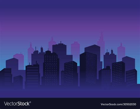 Night city background with many building tall Vector Image