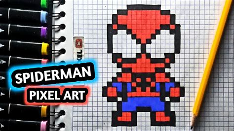 Como Dibujar A HOMBRE Araña | PASO A PASO FACIL (pixel art) TUTORIAL ...