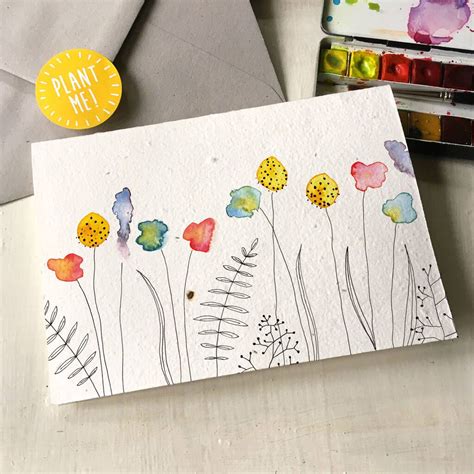 Cornfield Watercolour Plantable Seed Card By Ruby & Bo | Diy watercolor ...